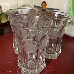 Set of 3 Fosteria clear tumblers 6 inches tall